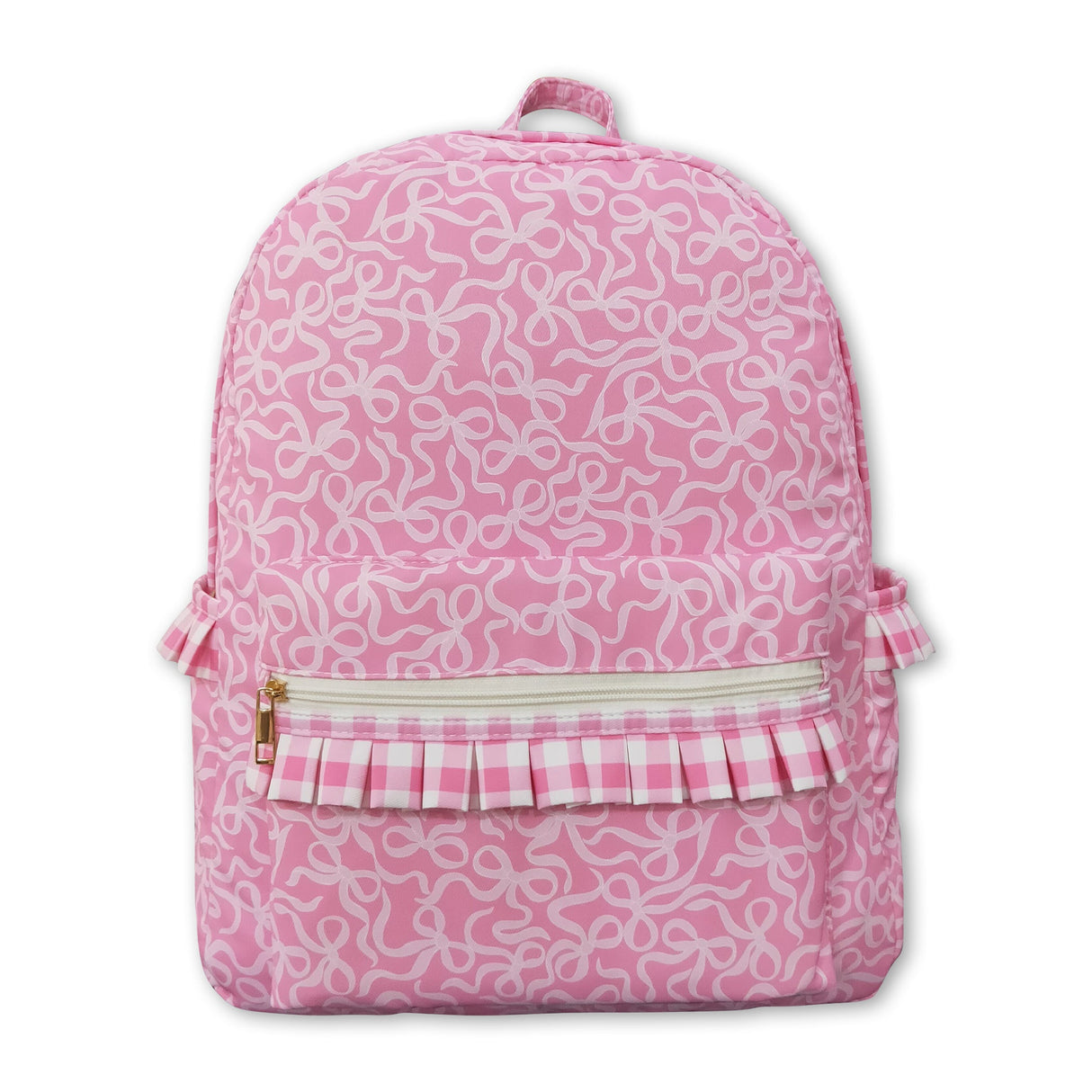 Pink bow ruffle kids girls backpack