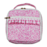Pink ruffle bow kids girls lunch box bag