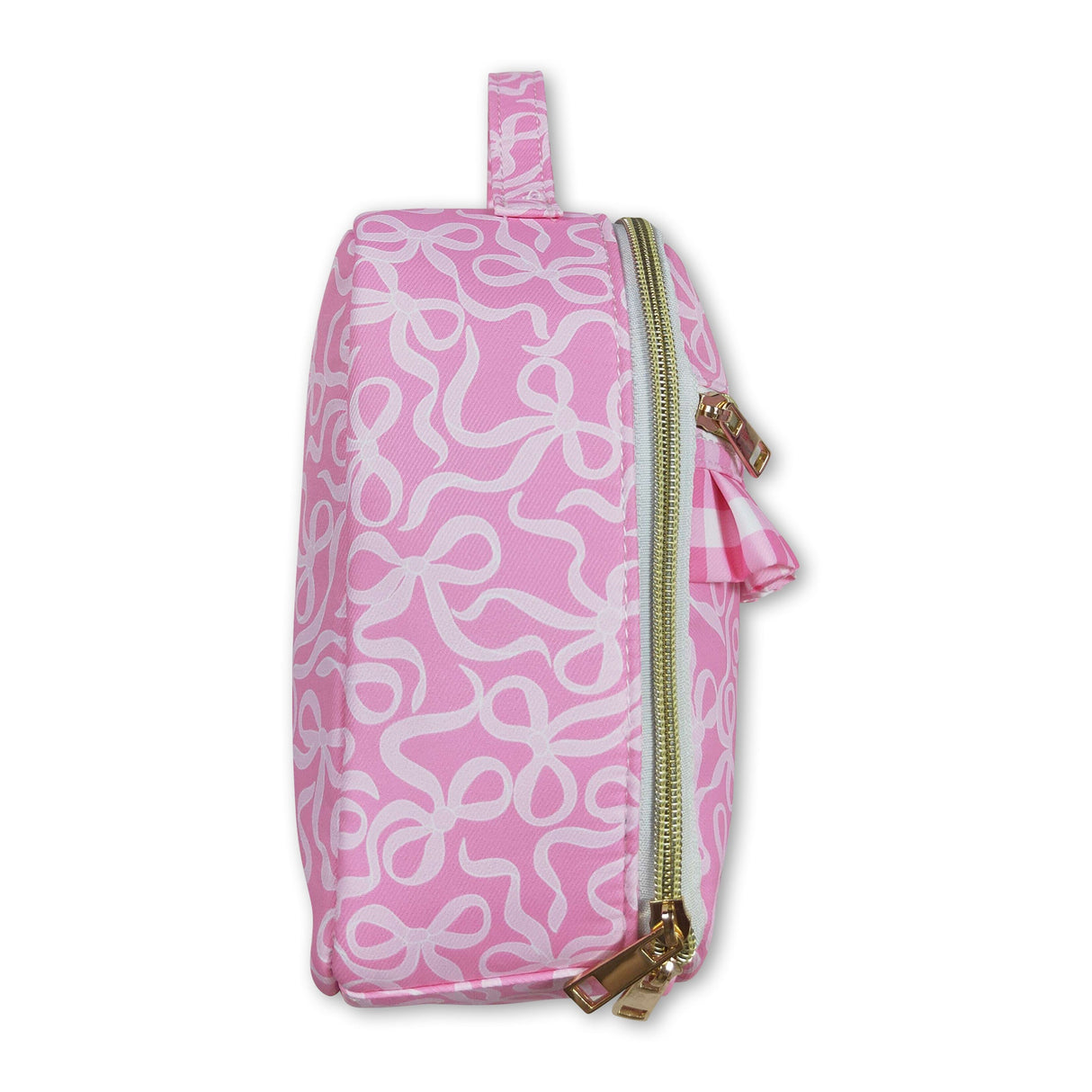 Pink ruffle bow kids girls lunch box bag
