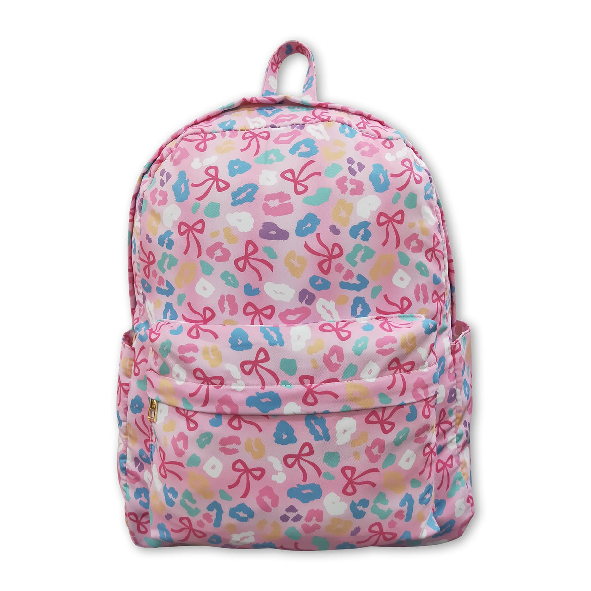Pink leopard bow kids girls backpack