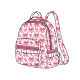 Floral pink bow ruffle kids girls backpack