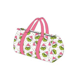 Pink Christmas hat green face duffel bag