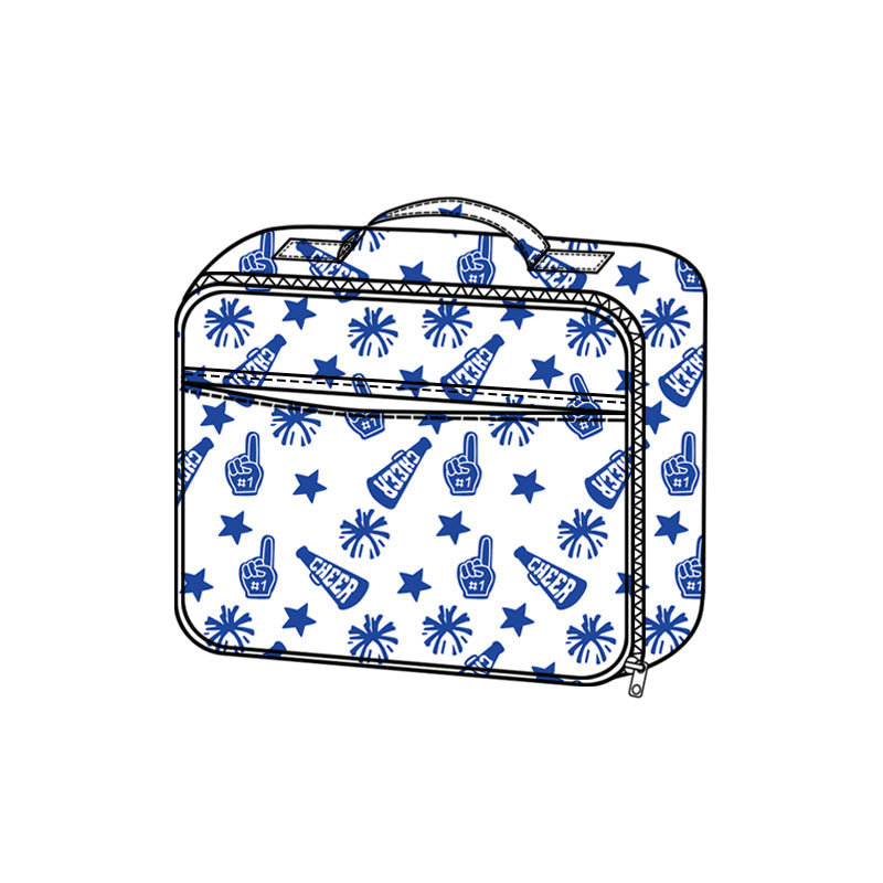 Blue stars firework cheer kids girls lunch box bag