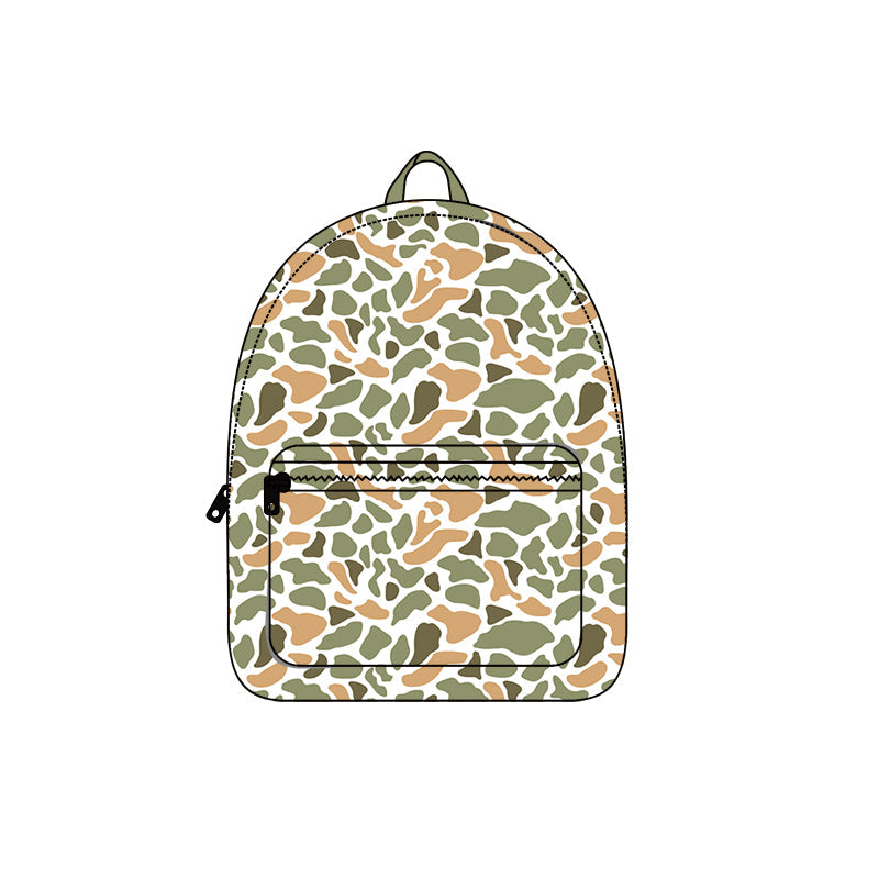 Green orange camo kids backpack