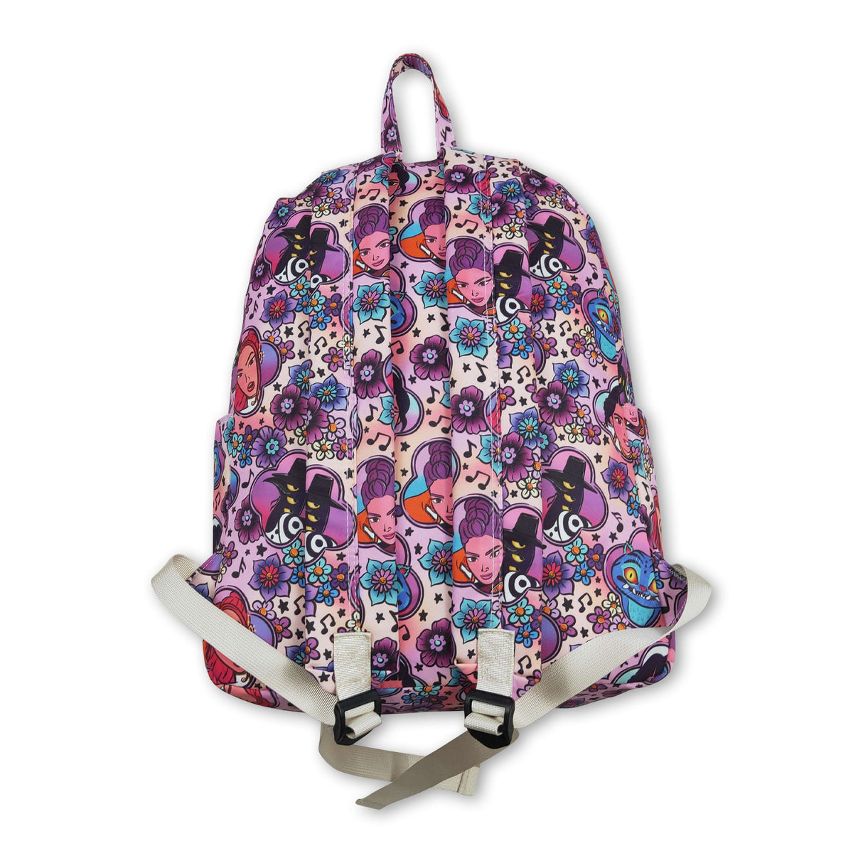 Purple floral tiger music hunter kids girls backpack