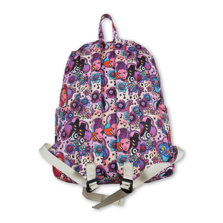 Purple floral tiger music hunter kids girls backpack