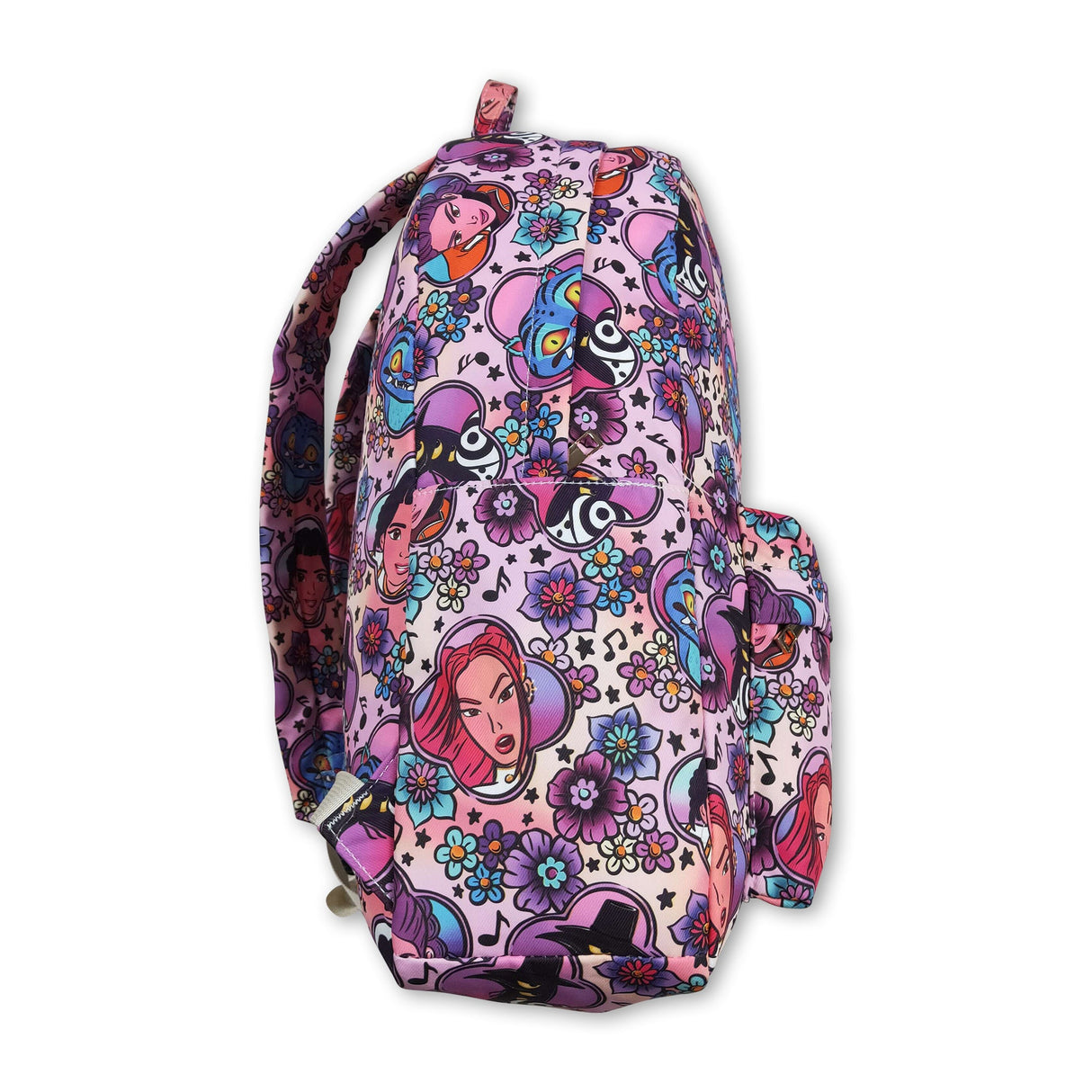 Purple floral tiger music hunter kids girls backpack