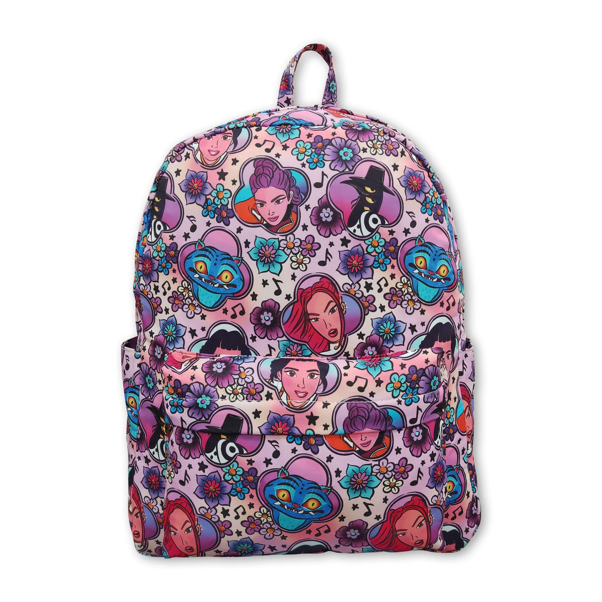 Purple floral tiger music hunter kids girls backpack