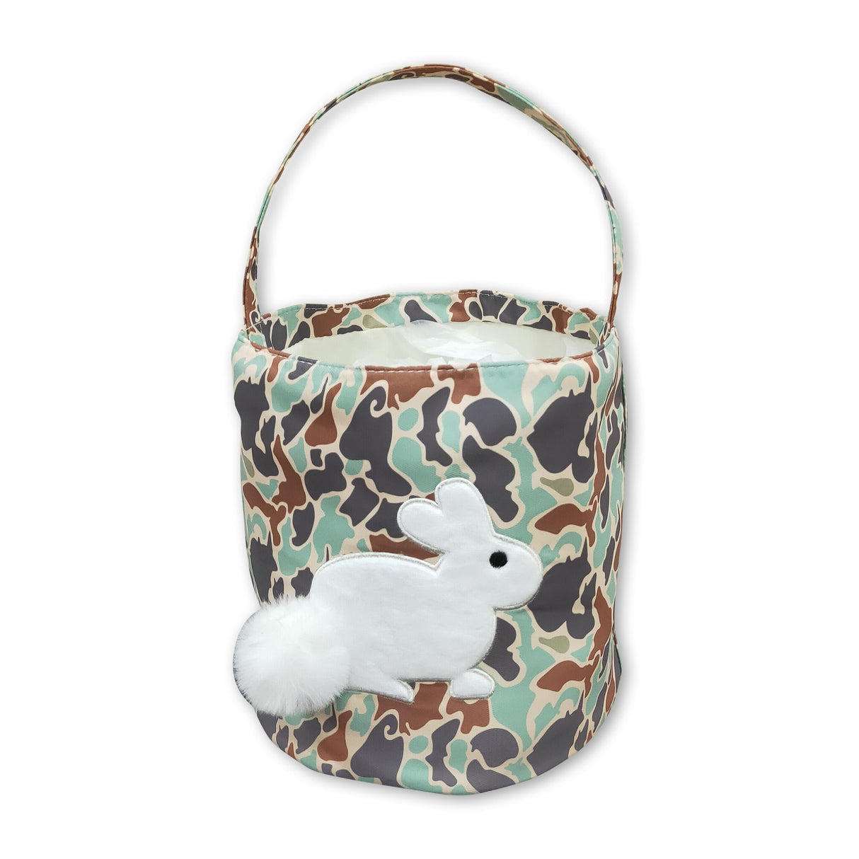Camo rabbit embroidery kids boys Easter basket