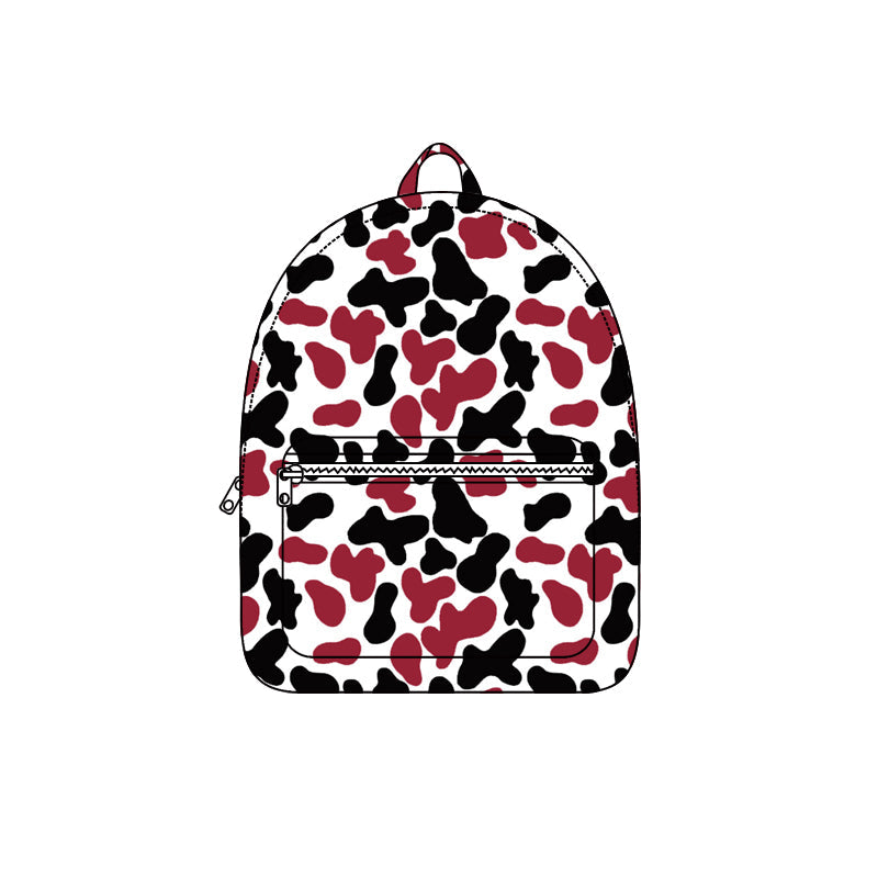 Maroon white black camo children kids team backpack