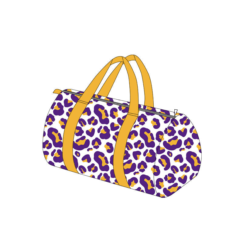 Purple yellow leopard adult women team duffel bag