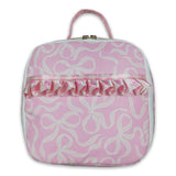 Light pink bow ruffle kids girls lunch box bag