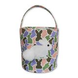 Colorful camo rabbit embroidery kids Easter basket