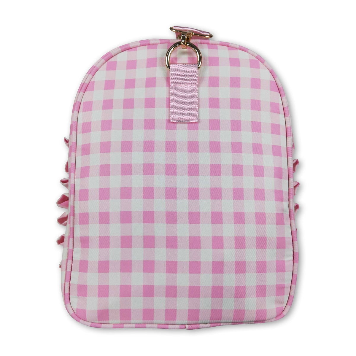 Pink plaid ruffle women duffel bag