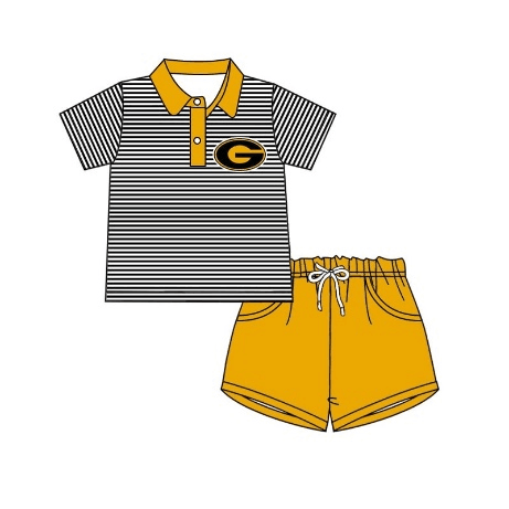 Deadline May 6 Yellow G stripe polo shirt shorts boys team clothes