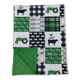 Green cow pig chicken tractor baby farm blankets