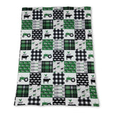 Green cow pig chicken tractor baby farm blankets