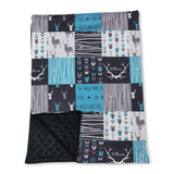 wild and free blue deer patchwork baby kids blankets