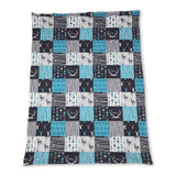 wild and free blue deer patchwork baby kids blankets