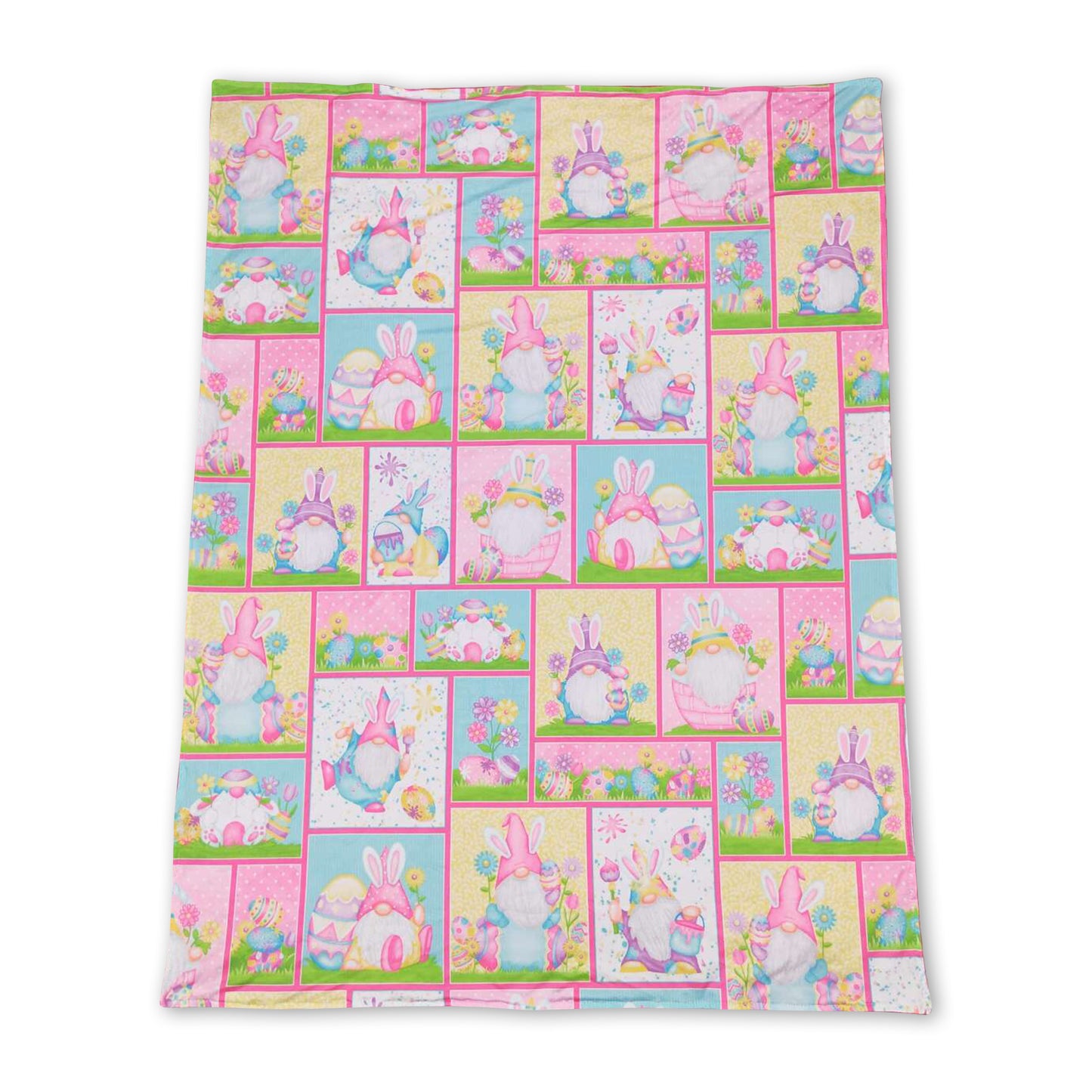 Eggs rabbit gnomies hot pink baby girls easter blankets