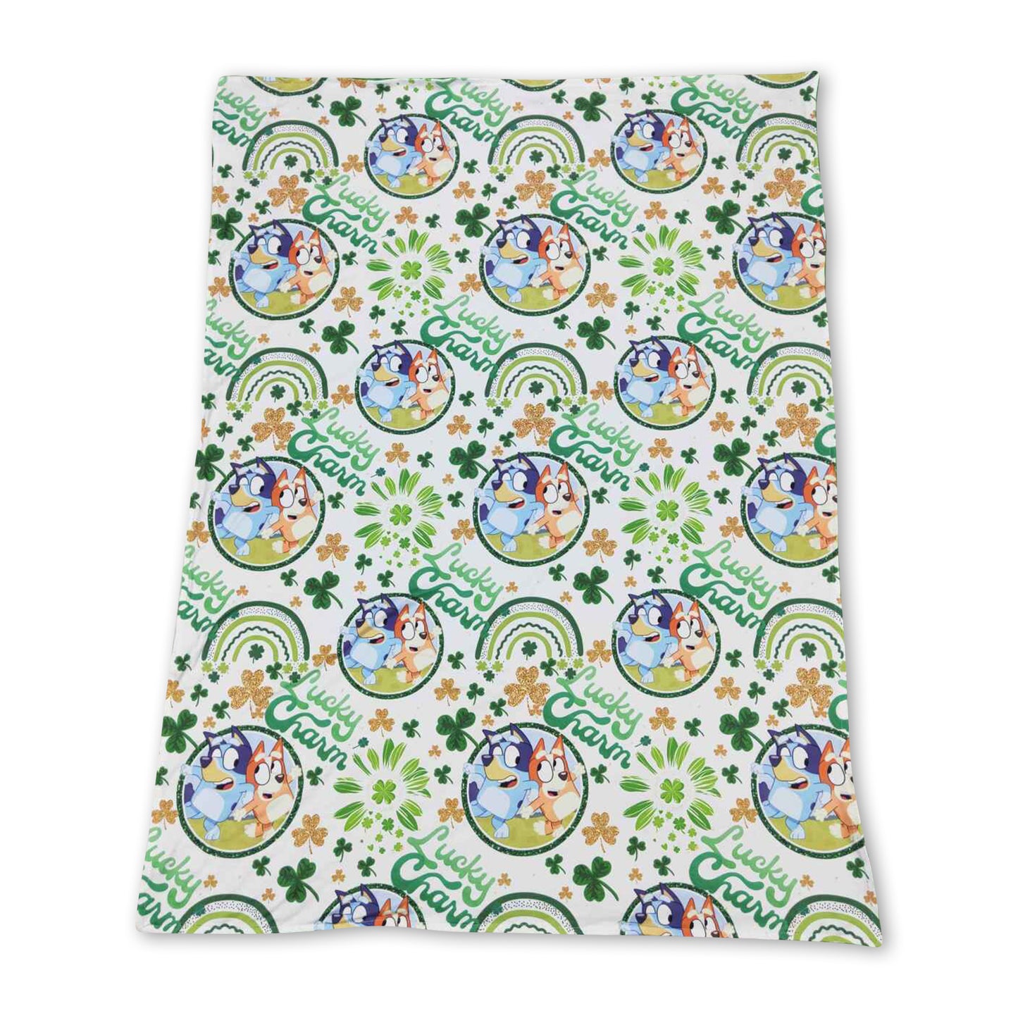 Green lucky charm clover dog baby st patrick's blanket