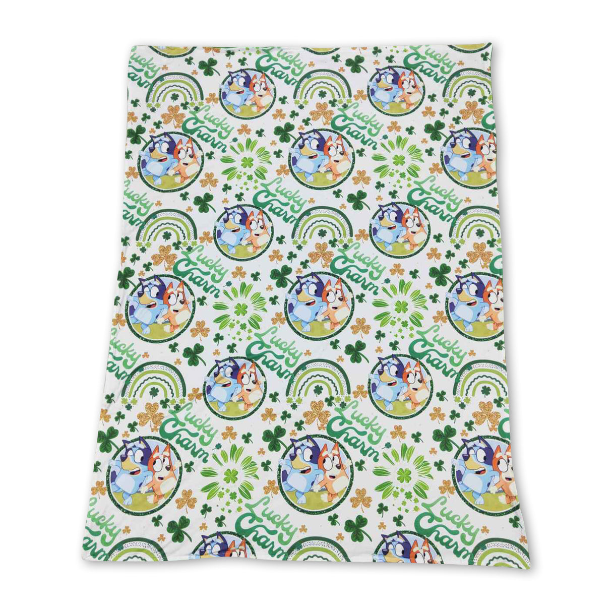 Green lucky charm clover dog baby st patrick's blanket