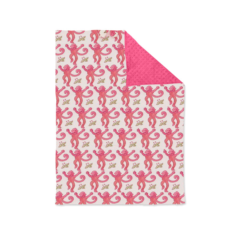 Pink monkey baby girls blankets