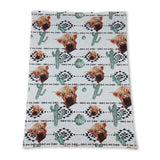 Highland cow cactus pumpkin western baby blanket