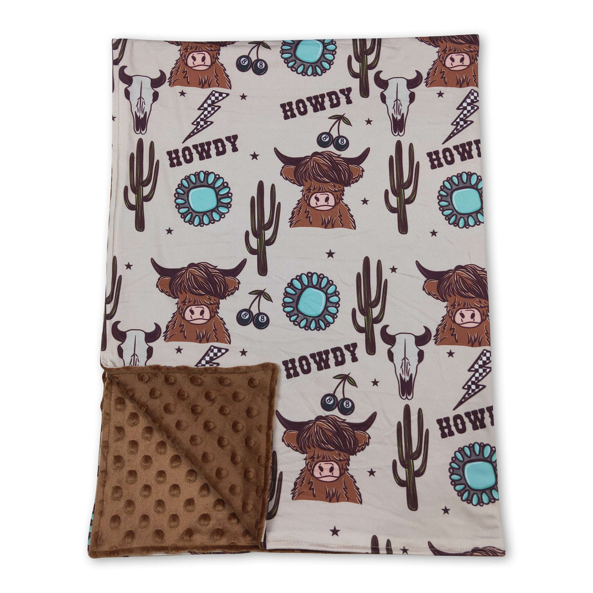 Highland cow cactus western baby blanket