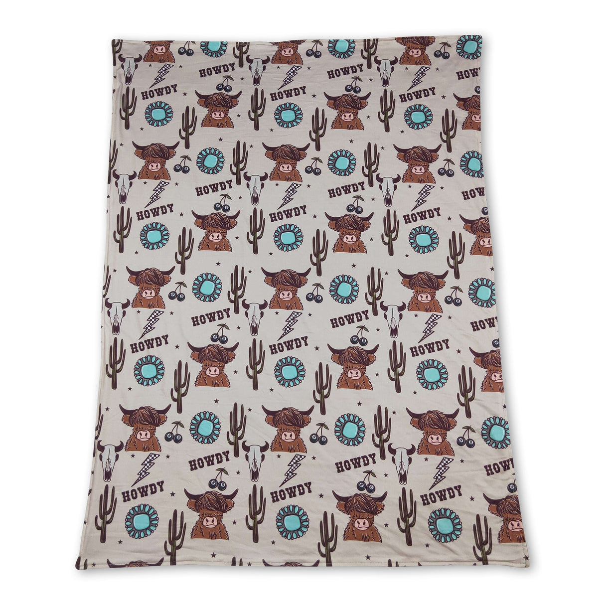 Highland cow cactus western baby blanket