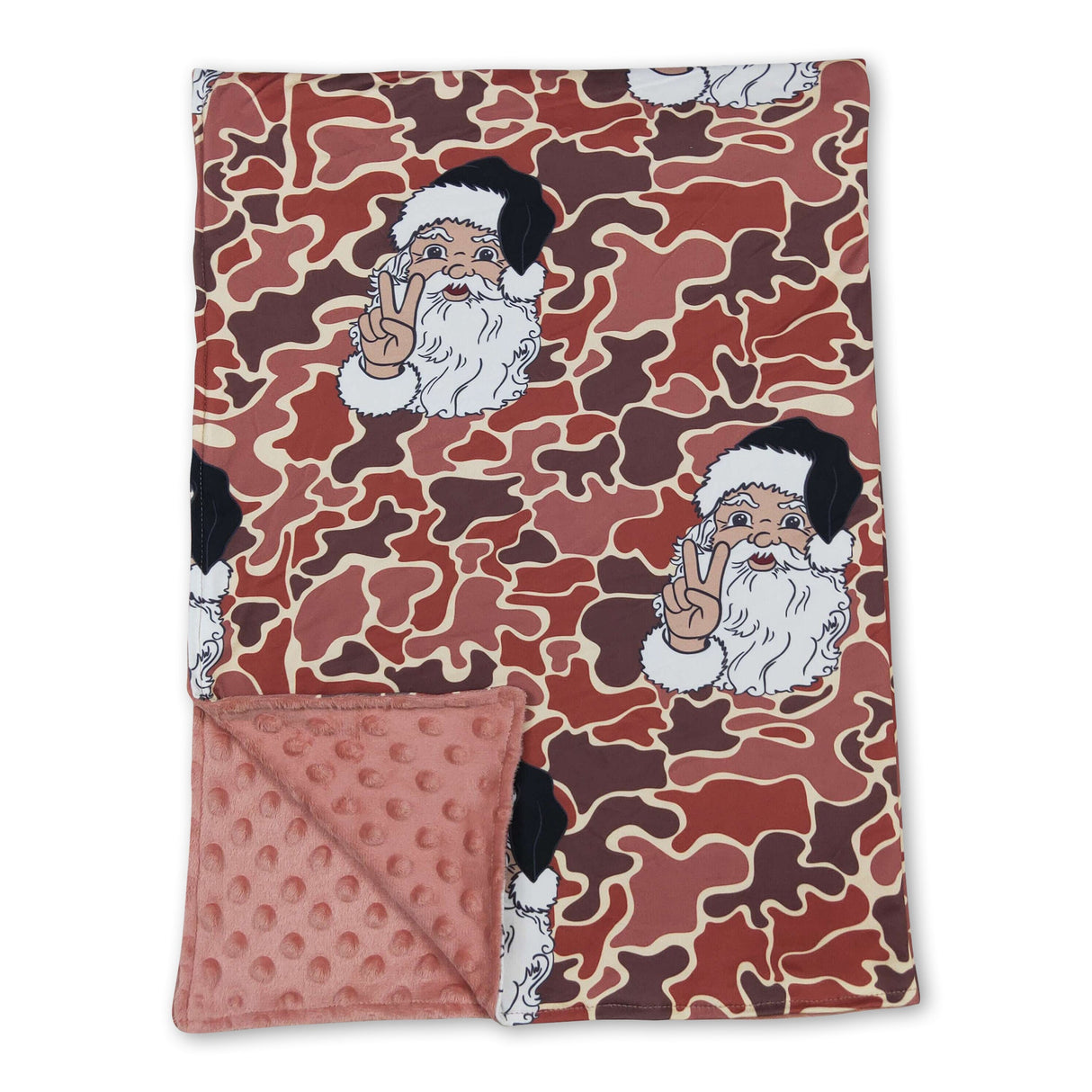 Brown camo santa baby kids Christmas blankets