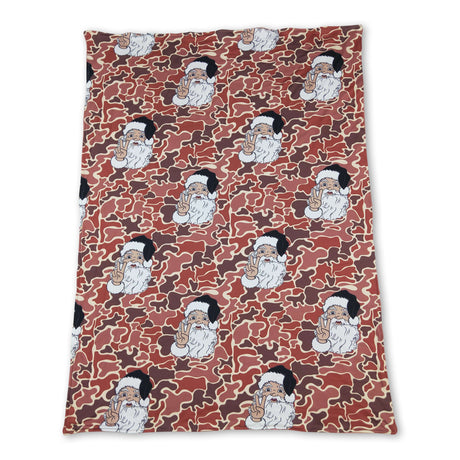 Brown camo santa baby kids Christmas blankets