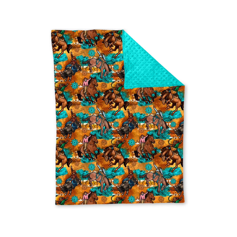 Turquoise horse rodeo baby kids western blankets