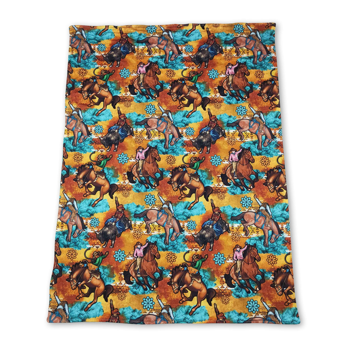 Turquoise horse rodeo baby kids western blankets