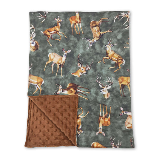 Brown polka dots deer hunting baby blankets