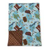 Bull skull boots hat cactus baby kids western blankets