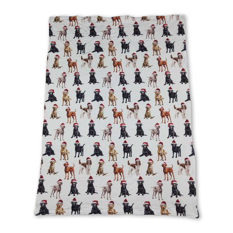 Christmas hat dog print baby kids blankets