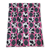Pink aztec cow plaid baby girls western blankets