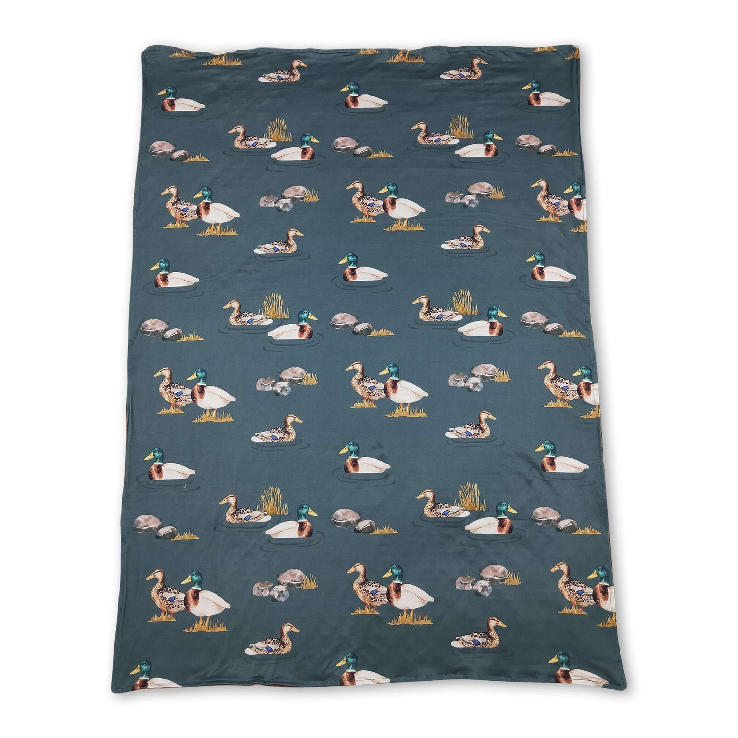 Brown minky polka dots duck hunting baby blanket