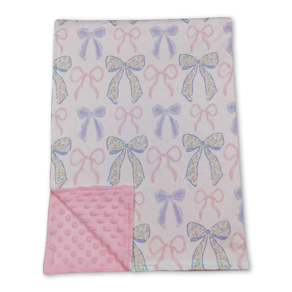 Colorful bow pink polka dots baby girls blankets