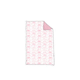 Pink polka dots floral bow minky baby girls blankets