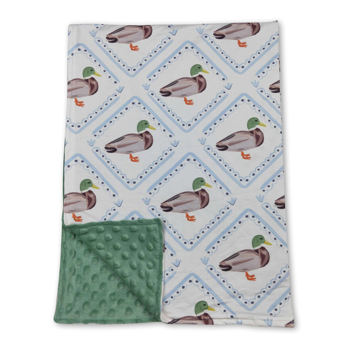 Green minky polka dots duck baby kids blankets