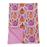 Pumpkin bow baby girls fall minky blankets