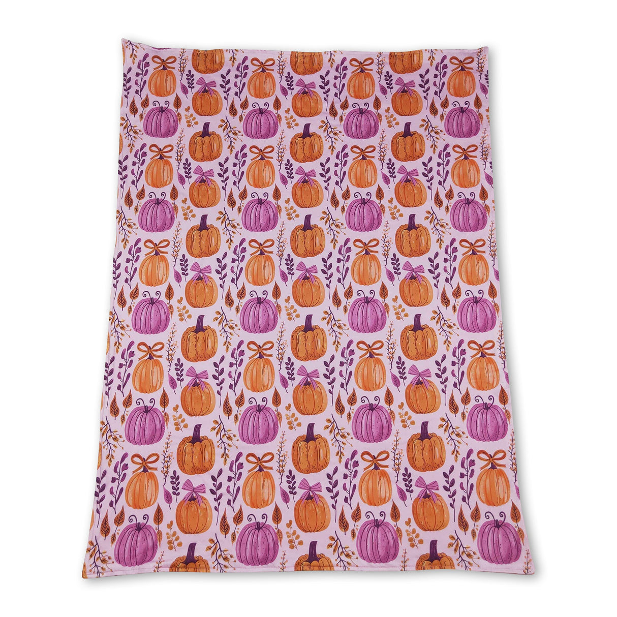 Pumpkin bow baby girls fall minky blankets