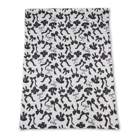 Black polka dots bows baby girls minky blankets