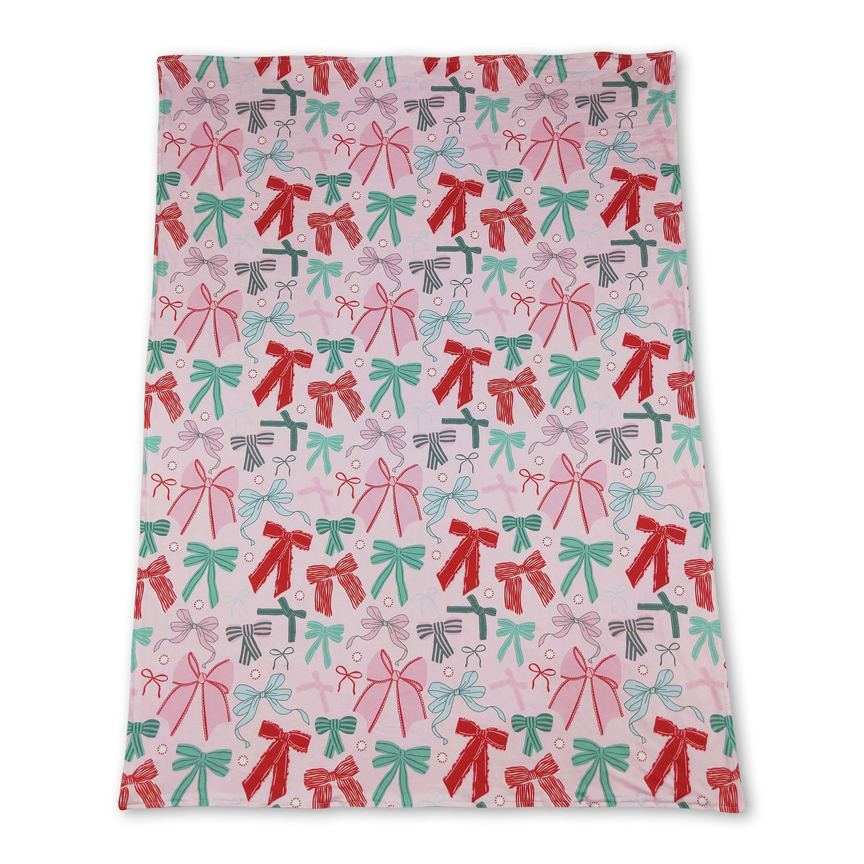 Green red bows baby girls Christmas minky blankets
