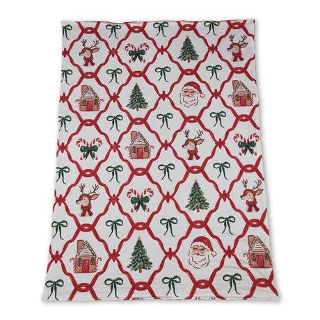 Santa deer bow baby girls Christmas minky blankets