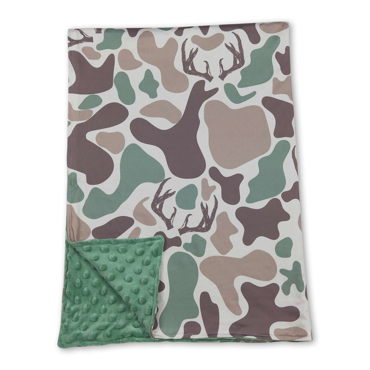 Green deer camo minky baby kids hunting blanket