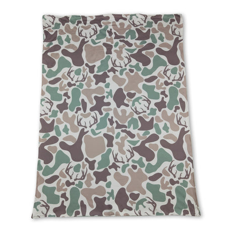 Green deer camo minky baby kids hunting blanket