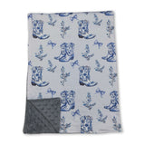 Light blue bow floral boots western baby girls blankets